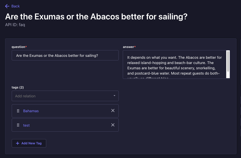 Newly created tag auto-selected in the current entry