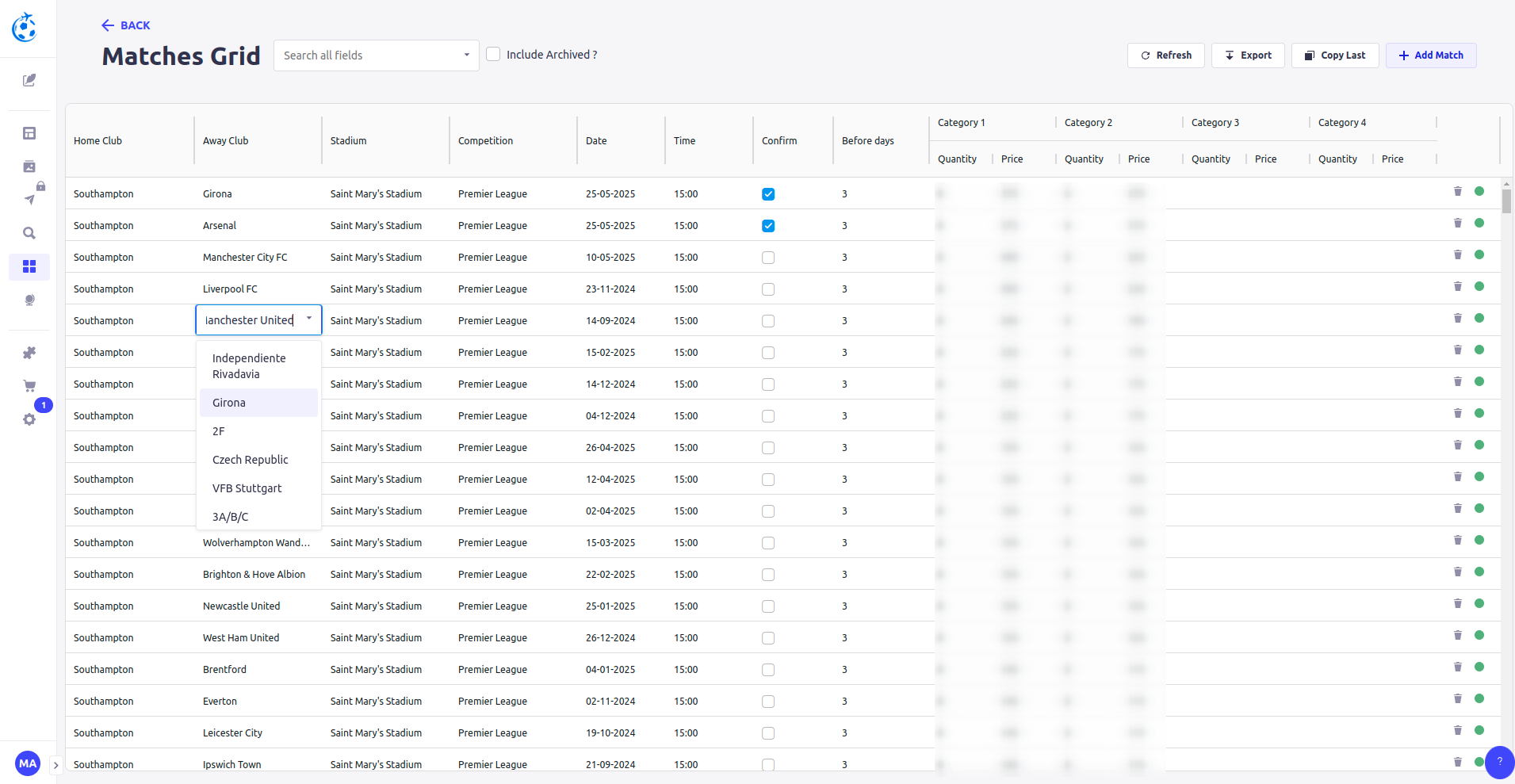 Football Tickets — custom plugin view 1
