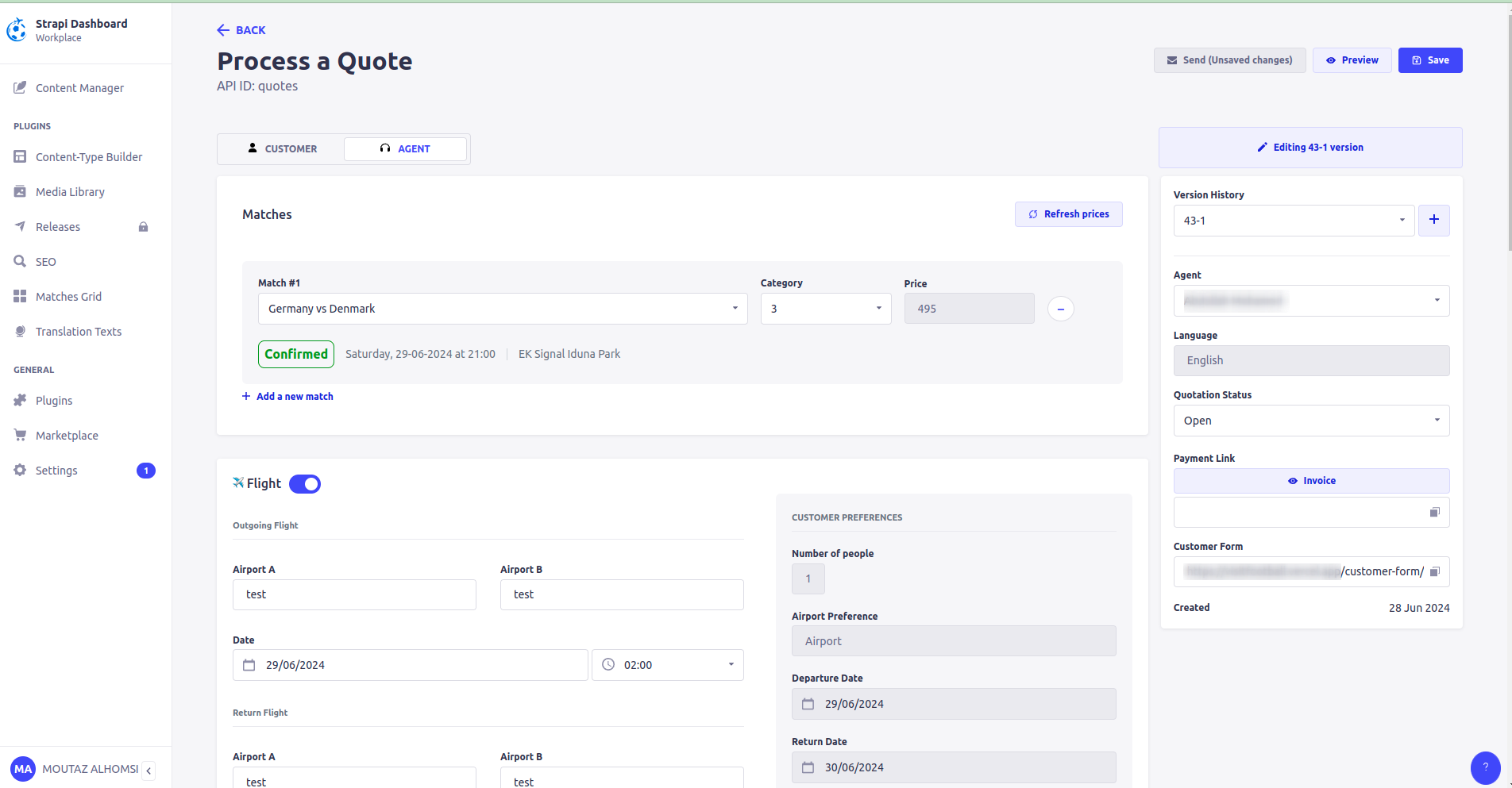 Football Tickets — custom plugin view 2