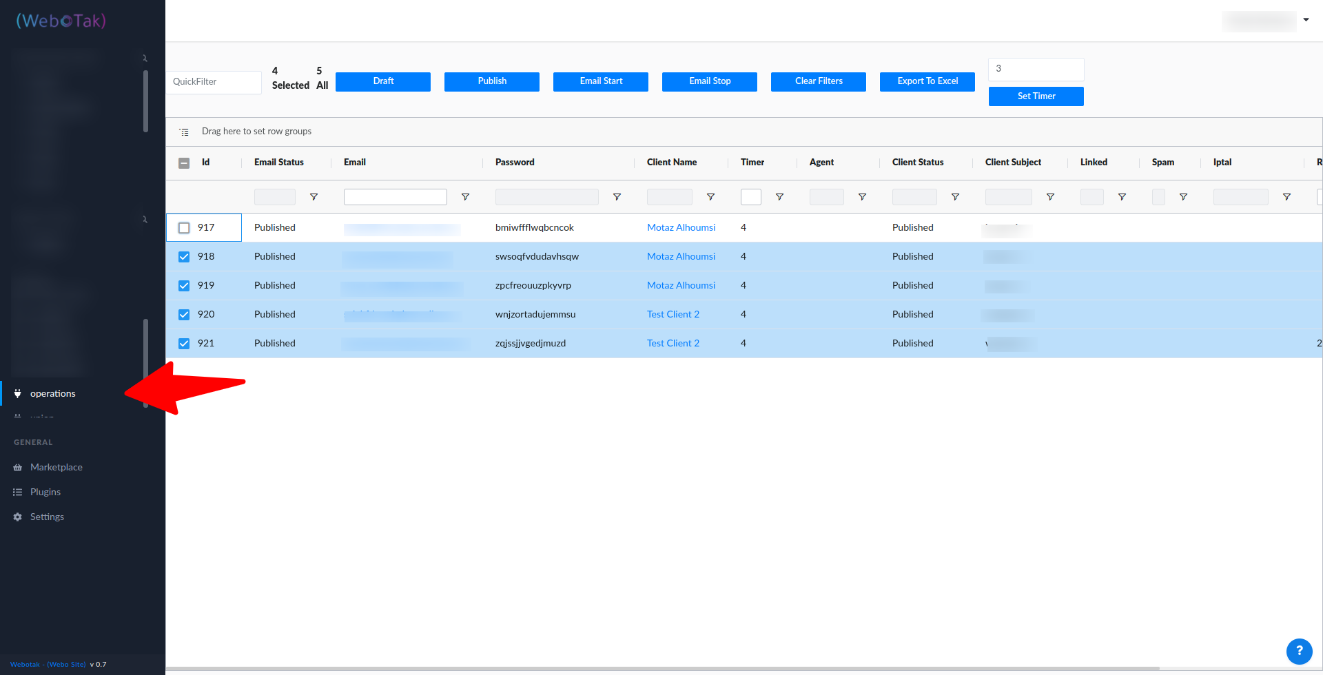 Custom page with table and actions