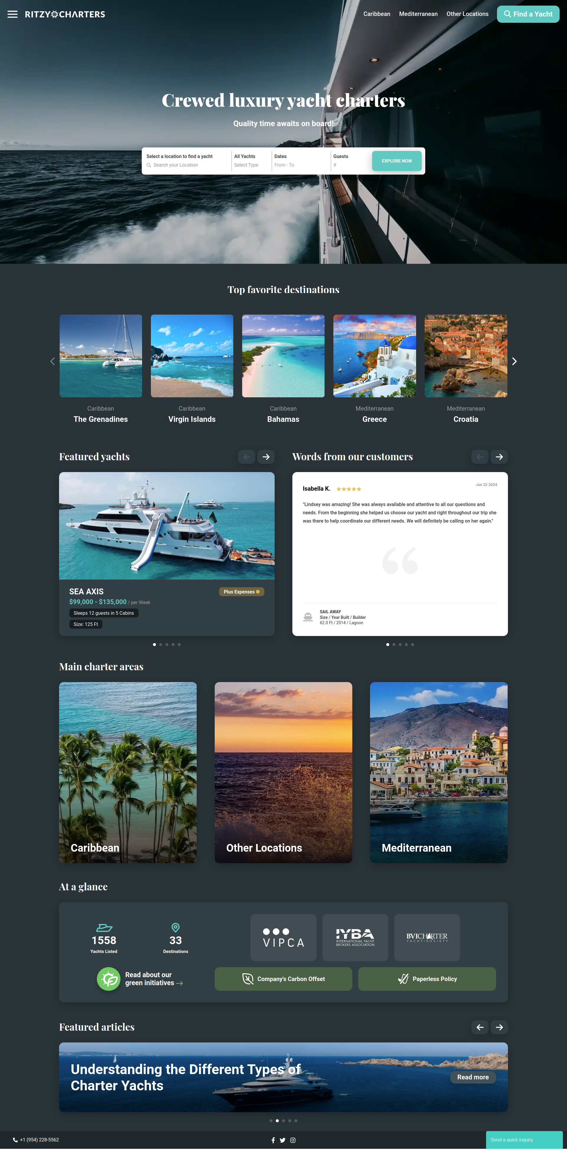 Ritzy Yachts site — yacht detail page