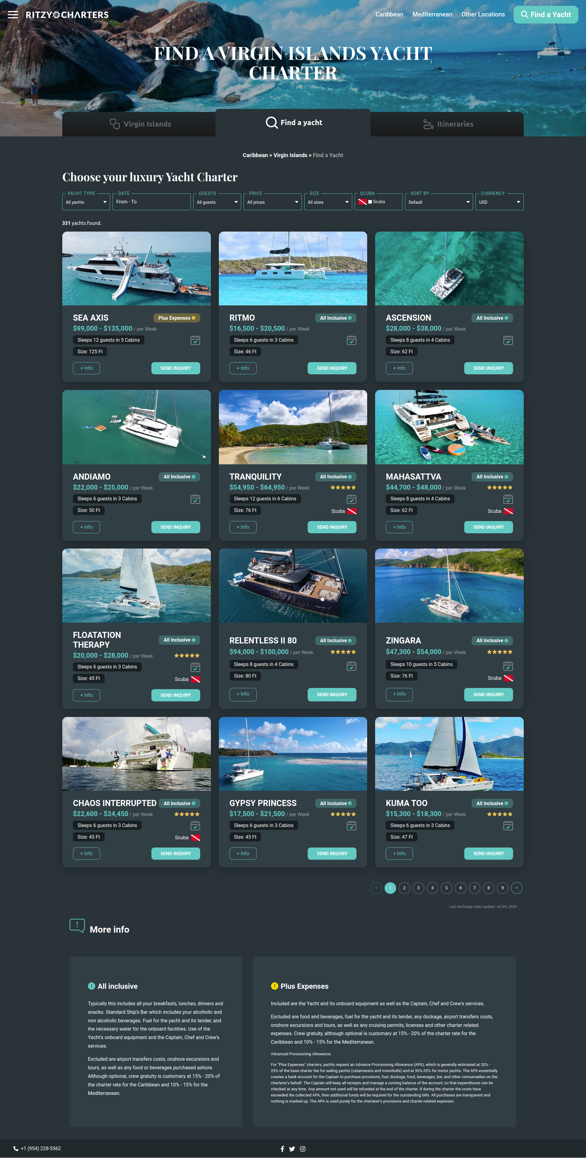 Ritzy Yachts site — search and filters